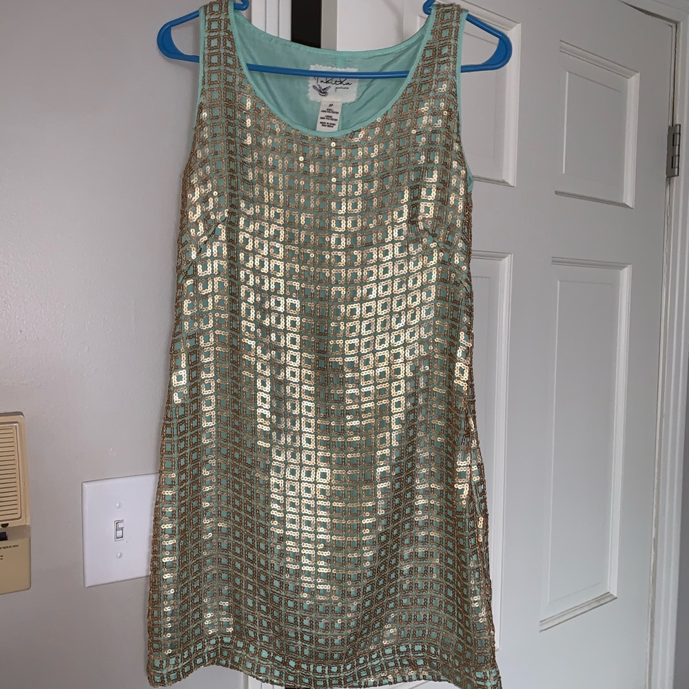 Anthropologie Tabitha Golden Panes Shift Dress 0P